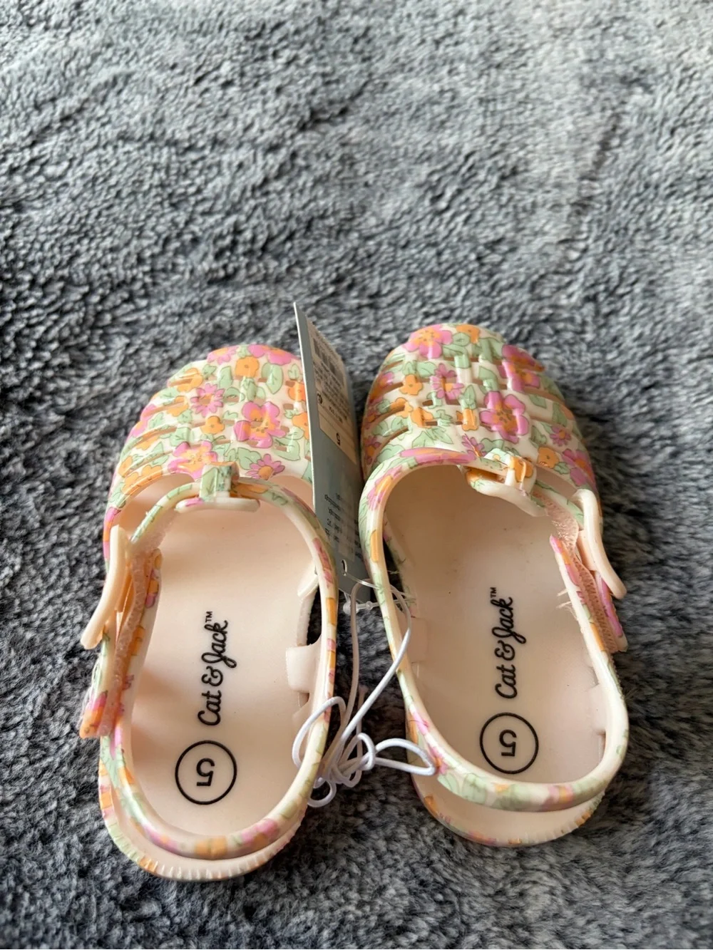 Cat & Jack Floral Jelly Sandals in Pink, Green & Orange